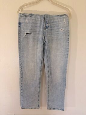 Promod Light Blue Distressed Straight Leg Jeans